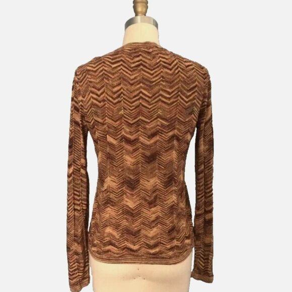 MISSONI for Target Metallic Chevron Cardigan Sweater Brown Gold Size XL - Picture 5 of 6